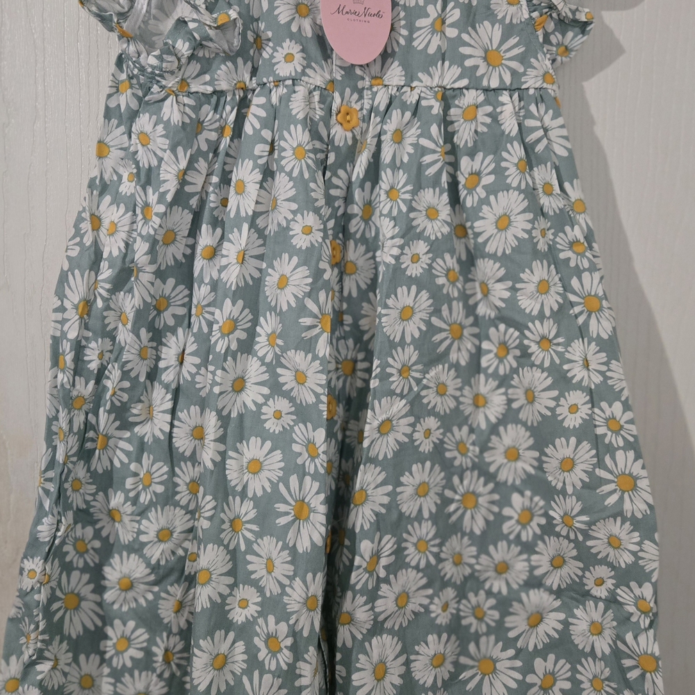 Size 10 Marie Nicole Floral Kids Casual Dress - Green and Yellow - Picture 5 of 5